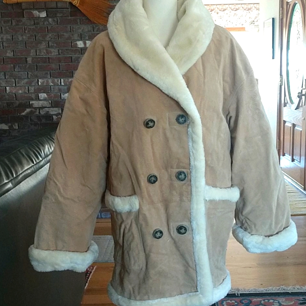 Suede leather coat